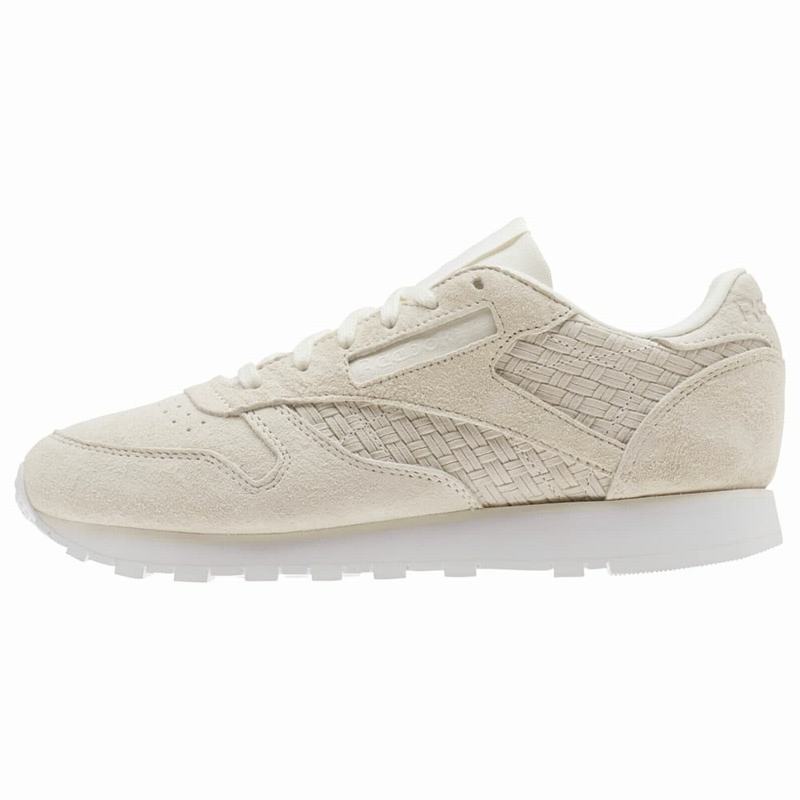 Tenisi Reebok Classic Leather Woven Emb Dama Bej/Albi Romania MR9083BN